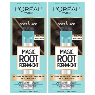 L'Oreal Magic Root Permanent Hair Color Kit 3 Soft Black 2 Count