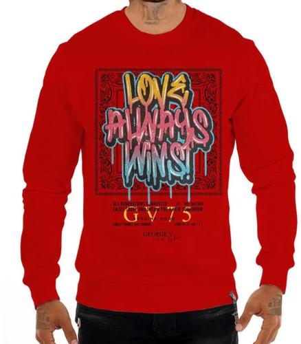 Avenue George V Paris Love Always Wins Red Sweatshirt Men's NWT 2XL