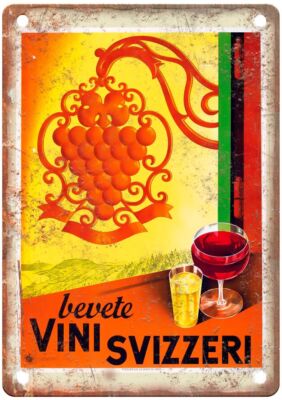 COULON, Eric de Bevete Vini Svizzeri Vintage Liquor Poster Retro Look Sign E792
