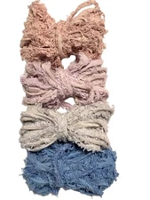 20 yards 4 colors bunch Wide frayed Recycled Frizz Cotton Ribbon Yarn, Upcycled