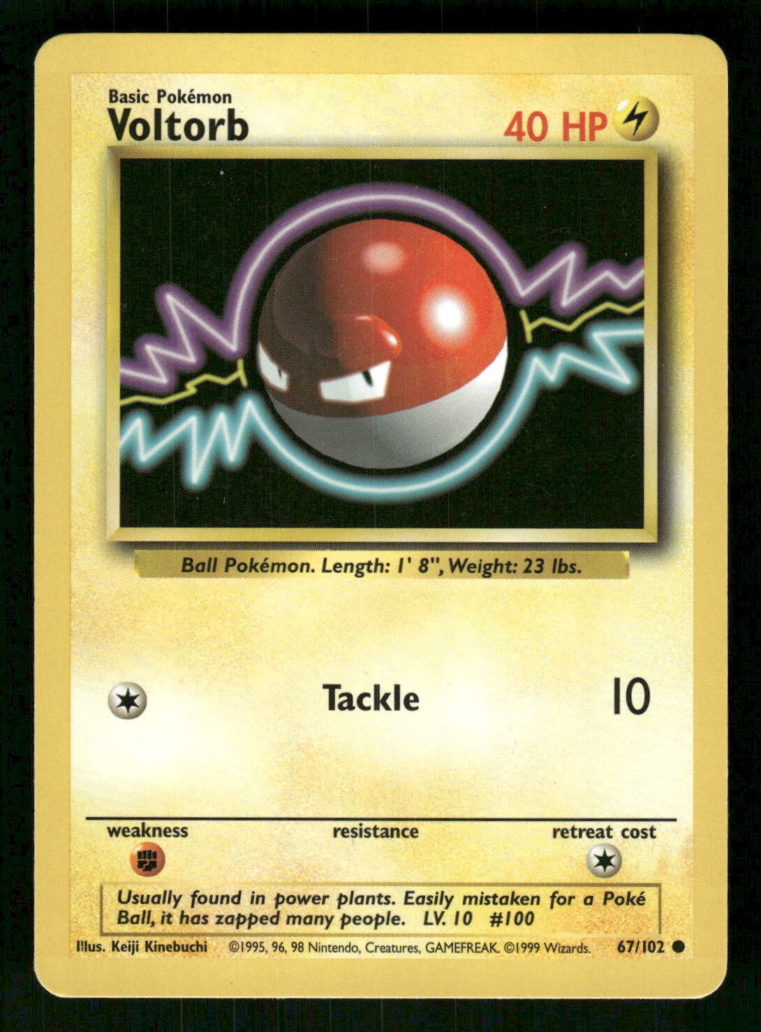 1999 Heavily Played Pokemon 67/102 Voltorb Base Set Non Holo English