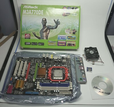 ASRock M3A770DE wAMD X2-450 CPU, has lots of features floppy,ide,sata