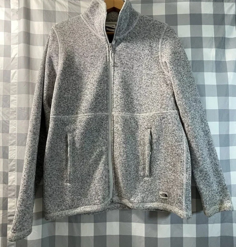 north-face fleece full-zip heather jacket