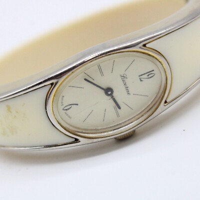 Vintage LUCERNE Watch Womens Gold Tone Stainless Steel Cuff  display picture 3
