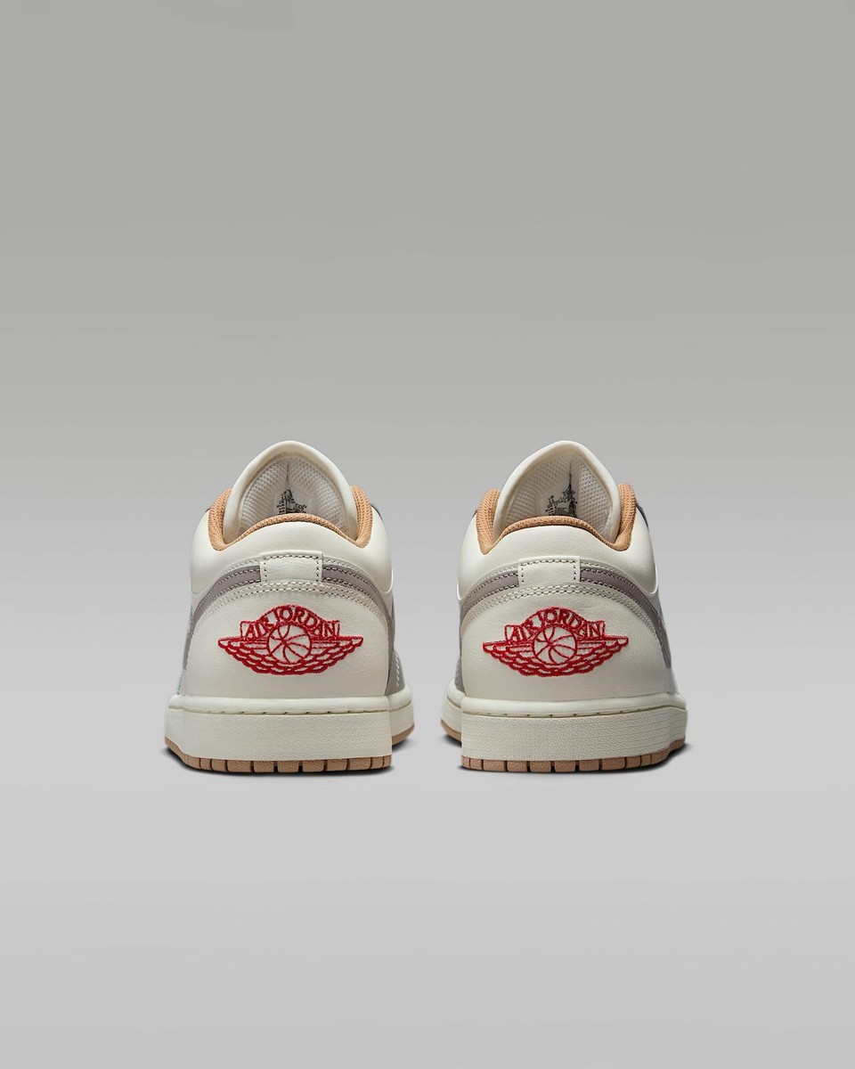 スニーカー Nike Air Jordan 1 Low M Sail College Grey Hemp Fire Red 5535 Jordan - Jordan Air Jordan 1 Low Sail/Fire Red-College Grey