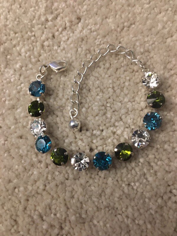 Swarovski Crystal Elements Turquoise/Green/Clear Bracelet Cup Chain 8mm  New