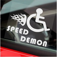 Speed Demon Disabled Car Scooter Wheelchair Sign Stickers Disability Mobility