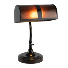 Lavish Home 14 in. Black Mission Style LED Bankers Lamp
