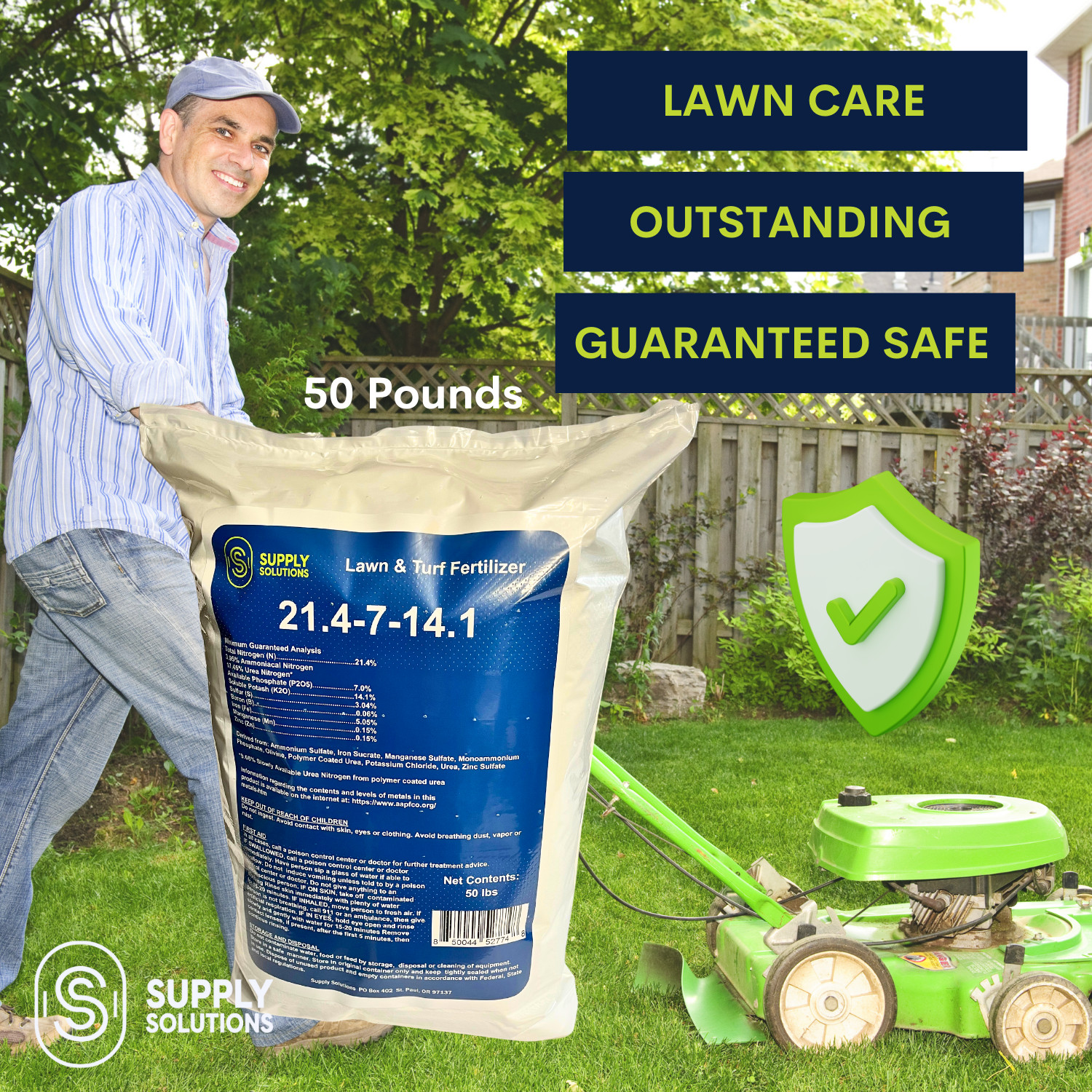 21.4-7-14.1 Lawn and Turf Fertilizer with Iron for All Grass Types - 50 Lbs