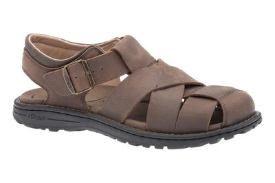 ABEO Brant Men\'s Brown Leather Crossover Slide Sandals ABEO Men main image 3