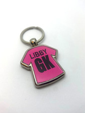 Personalised Netball shirt Keyring - Any Name Position Colour Team Logo - Pink