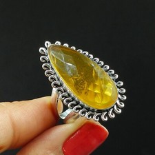Natural Citrine Pear Gemstone 925 Sterling Silver Proposal Women's Ring