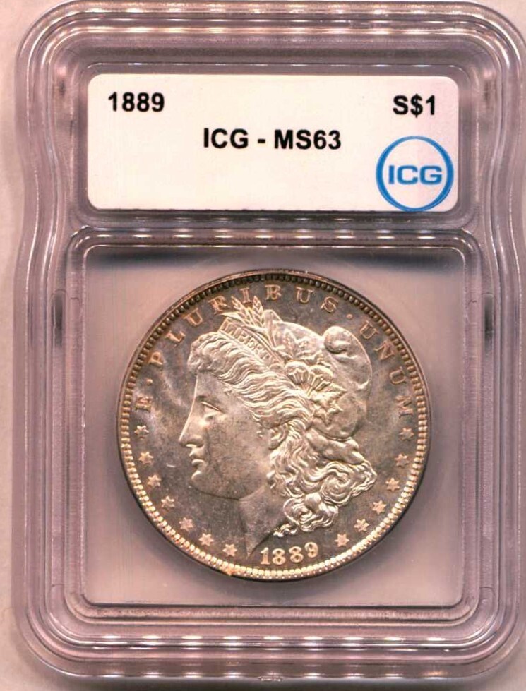 MS63 ICG鑑定 1889年 モルガンダラー 銀貨 シルバー 米国 アメリカ