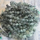 Natural Rutilated Prehnite Grade AB, 8mm, Approx 50 pce. Free postage. Oz Seller