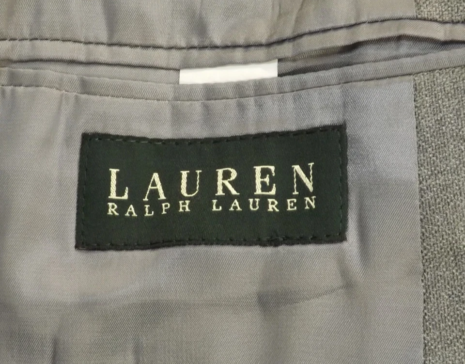 Blazer masculino LAUREN Ralph Lauren 48L cinza 52% seda 48% lã 2 botões jaqueta esportiva - Imagem 4 de 4