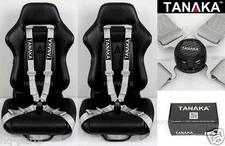 2 X TANAKA UNIVERSAL GRAY 4 POINT CAMLOCK QUICK RELEASE RACING SEAT BELT HARNESS