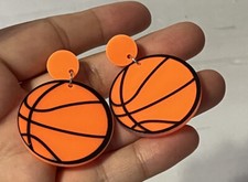 Basketball Drop Dangle Stud Post Earrings New With Tags