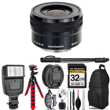 Sony E PZ 16-50mm f/3.5-5.6 OSS Lens Flash - 32GB Accessory Kit