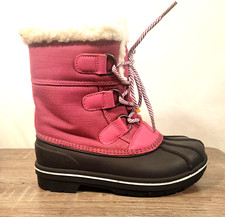 Cat  Jack-Girl's Pink lace-up faux fur Thermolite waterproof winter boots sz 1