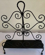 Black Wire Metal Book Holder Upright Folding Book Stand Twisted Metal Easel 15"