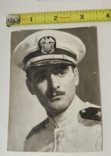 WWII Naval Officer US, Photo B W In Dress Whites - 3.5 X 4.5 Inches