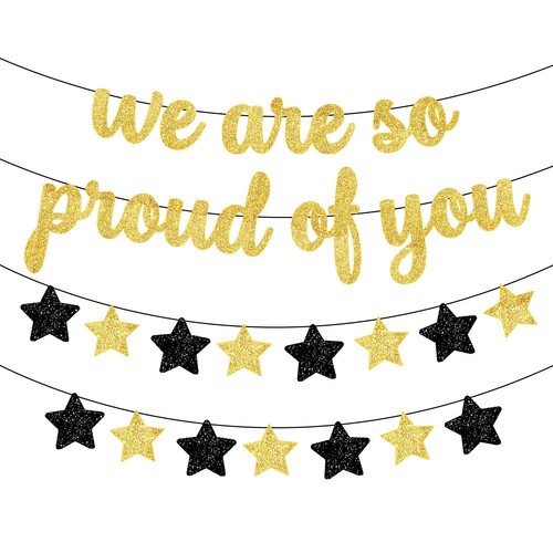 KatchOn We Are So Proud Of You Banner - 10 Feet No DIY | Glitter Graduation B...