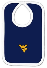 West Virginia Mountaineers Team Bib Newborn Baby 100% Cotton Zelcro Closure NEW
