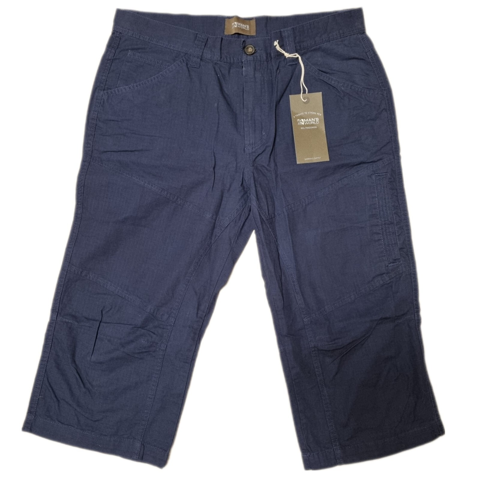 Man's World Herren 3/4 Bermudas Männer Kurz Hose Shorts Mens Pants Bermuda Blau