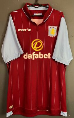 MEN'S MACRON FC ASTON VILLA 2014/2015 HOME SOCCER FOOTBALL SHIRT JERSEY SIZE XL