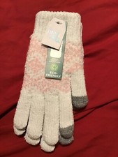 Girls Gloves White/Pink Glittery NWT Eco-friendly One Size