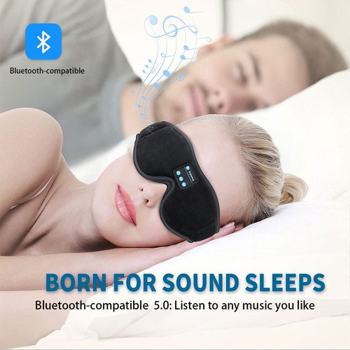Masque Yeux Stéréo Sans Fil Bluetooth 5.0 Casque Écouteur Sommeil Masque Musique 3D !! - Photo 5 sur 15