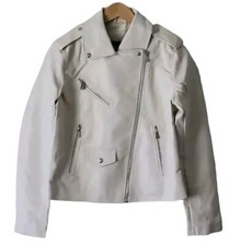 Lulu’s New Cool To The Core Ivory Vegan Leather Moto Jacket Size S