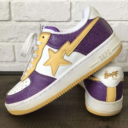 Lakers color Leather BAPE STA sneakers a bathing ape shoes US 8