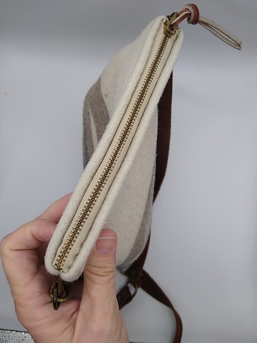 Nan-Made Genuine Leather & Repurposed  Wool Blanket Crossbody Purse Bag - Picture 7 of 10