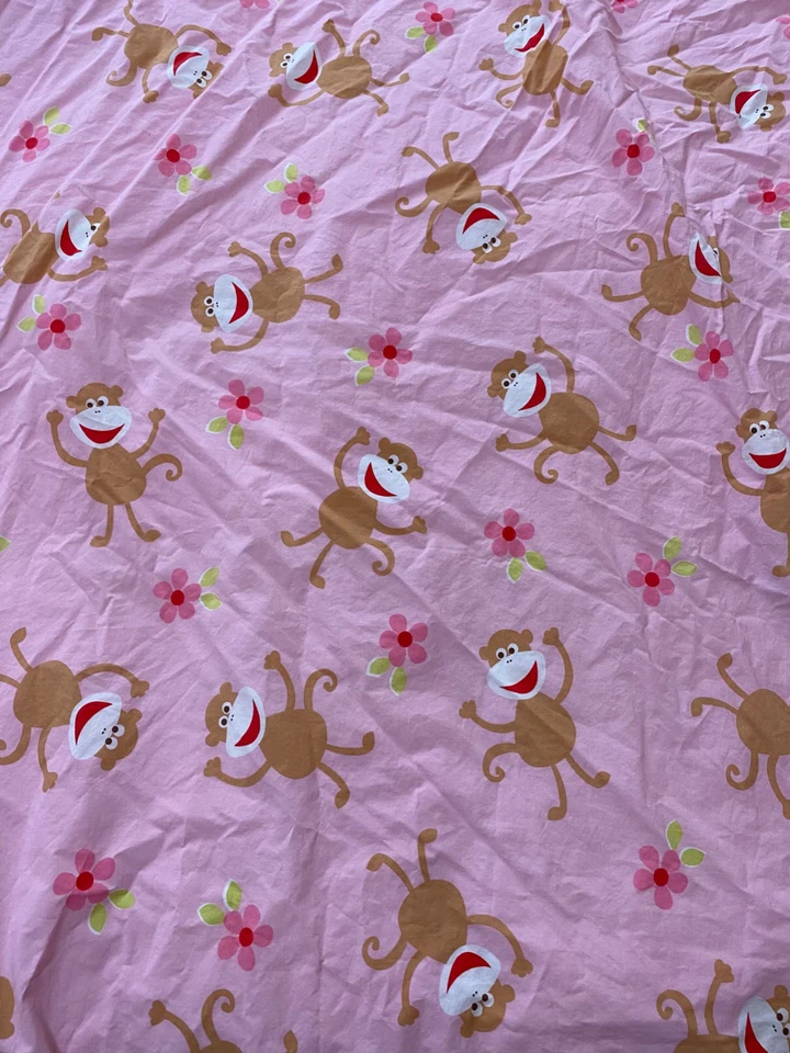 Company Niños Sábanas Queen Planas y Ajustadas Rosa Flores y Monos Felices Defectos Leer Foto 3 de 4