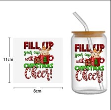 1 Piece Cup Wrap, Transfer Stickers for Glass Uv DTF Christmas Believe Santa