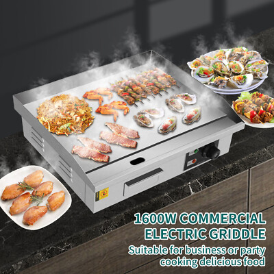 22'' Family-Sized Electric Griddle,1600W 110V Countertop Flat Top Grill,Even Heat