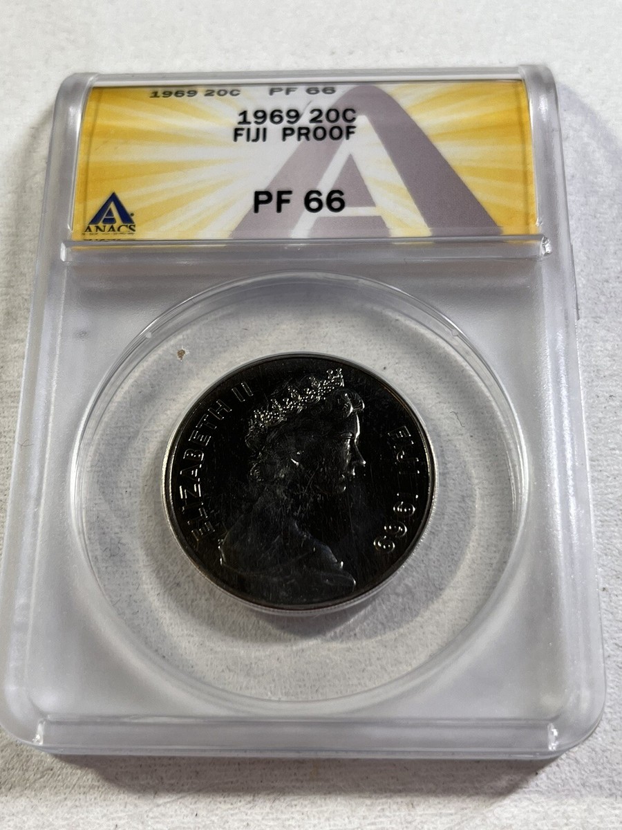 1969 Fiji 20 Cents Proof Graded PR 66 by ANACS Low Mintage | eBay