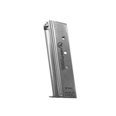 Nighthawk 1911 Nighthawk, 9mm, Officer, Stainless, 8 Round, Welded Base, Flat F