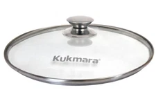 Kukmara Tempered Glass Pot Lid with Vent and Stainless Steel Rim and Cap, 8.7 in