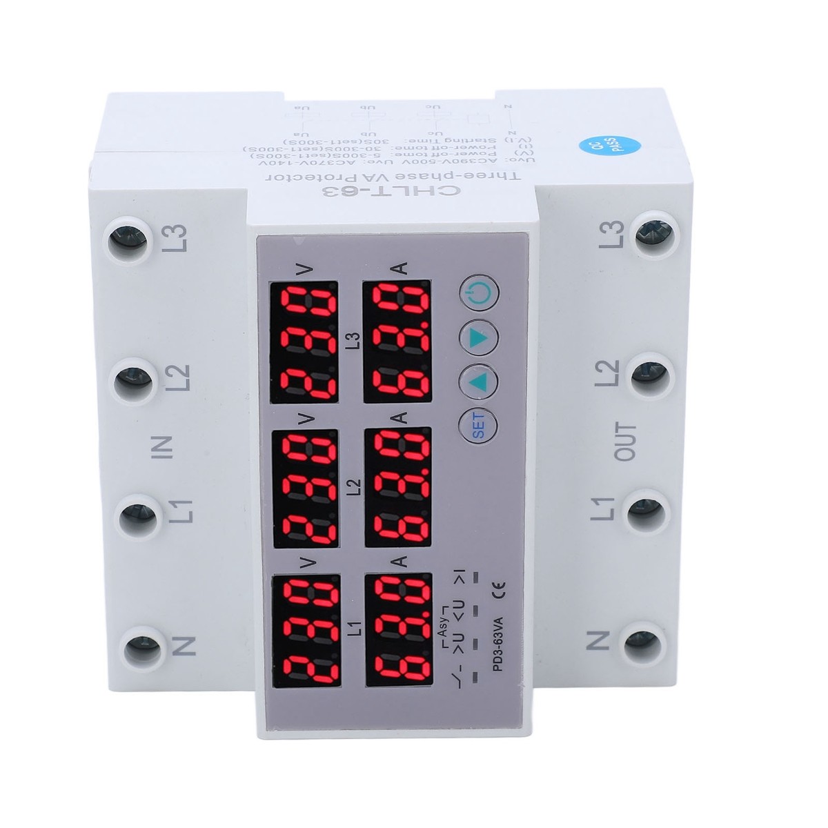 Voltmètre triphasé sur Rail DIN, AC 390-500V Voltmètre triphasé sur