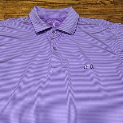 F&G Tech x National Golf Links of America NGLA Golf Polo Shirt  L Purple Striped