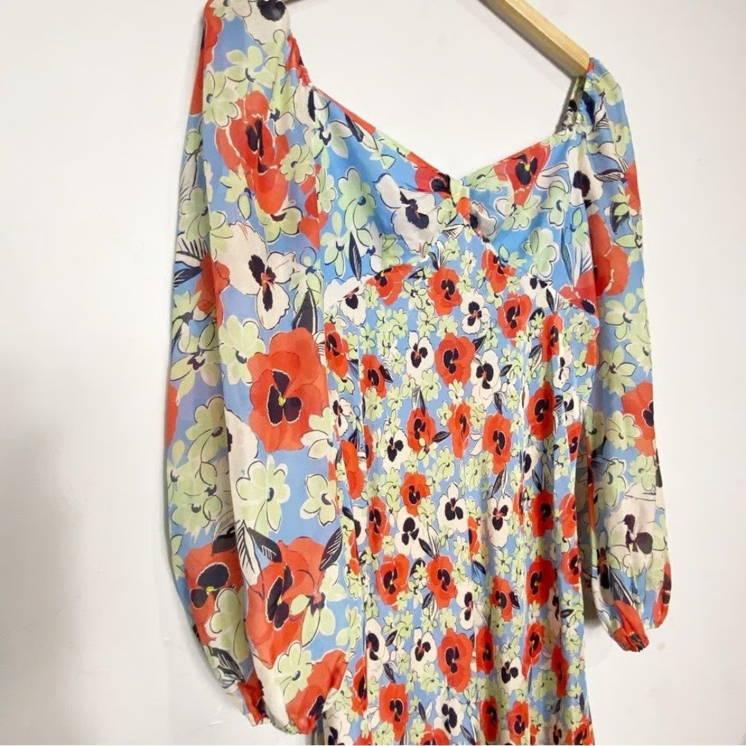 RIXO Gio Floral Maxi Dress Blue Red M image 9