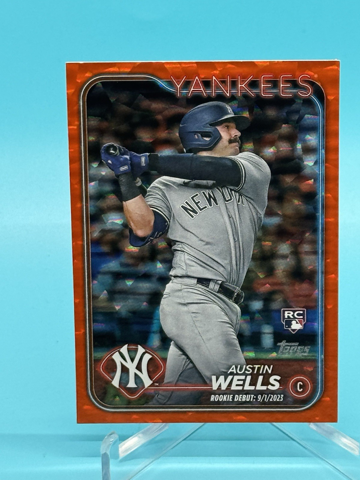 2024 Topps Update Series - Rookie Debut Austin Wells #US325 Orange Crackle /299