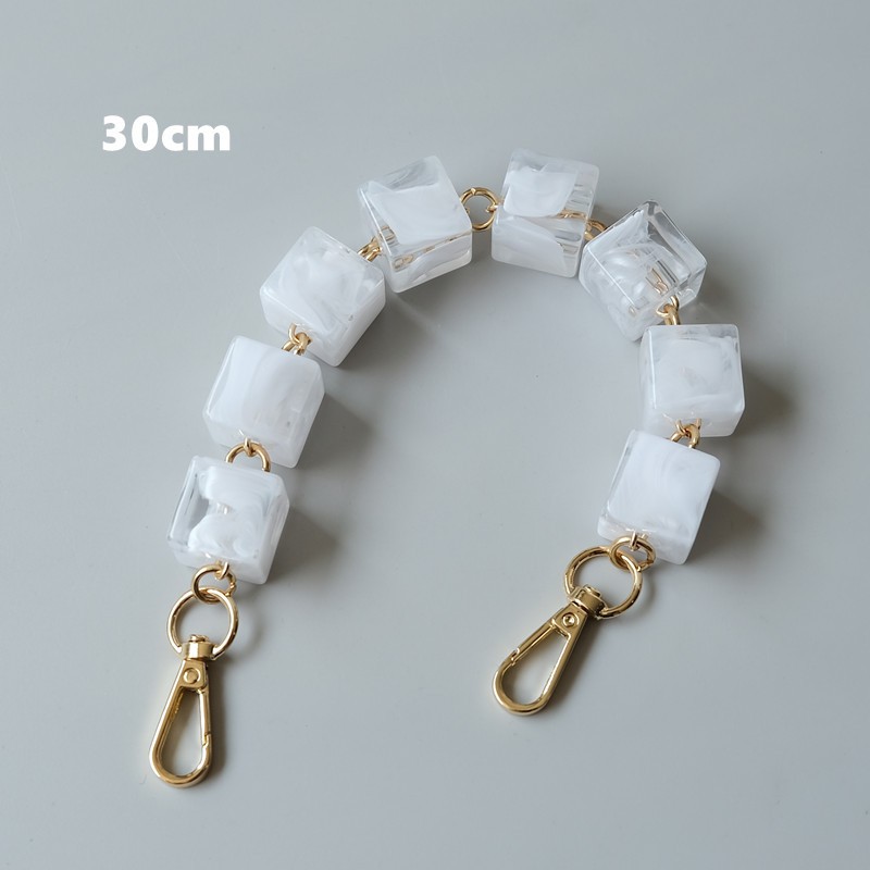 1pc Color-Blocked Resin Square Cube Bead Chain DIY Handle Phone Charm Keyrings