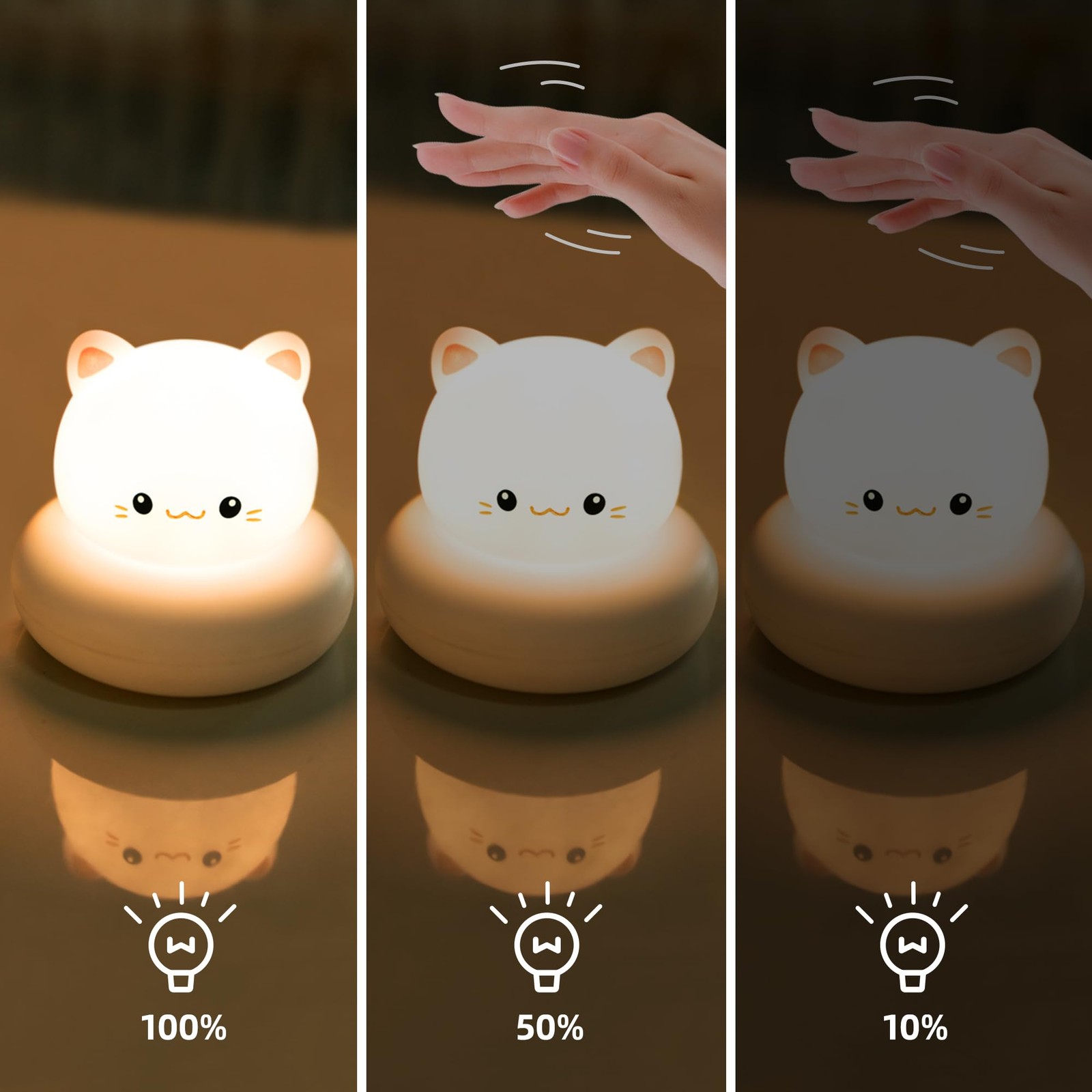 Veilleuse bébé chat rechargeable : cadeau idéal de naissance fille - 2