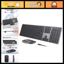 Wireless Bluetooth Keyboard and Mouse Combo for Windows Mac - Ergonomic Design