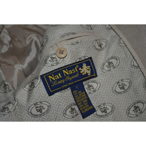 23396 Nat Nast Blazer Suit Jacket Tan Herringbone Design Size Large Mens - Picture 9 of 9