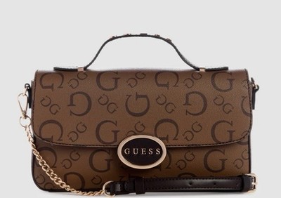 GUESS Nory Brown Logo Crossbody Bag Top Handle NWT Magnetic Closure