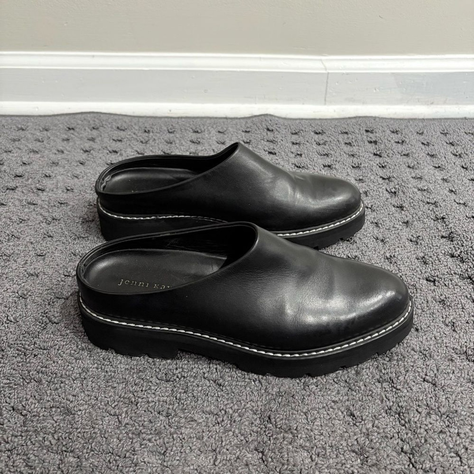 SAOLA Zoccoli Jenni Kayne neri in pelle suola a strappo plateau mules donna taglia 38